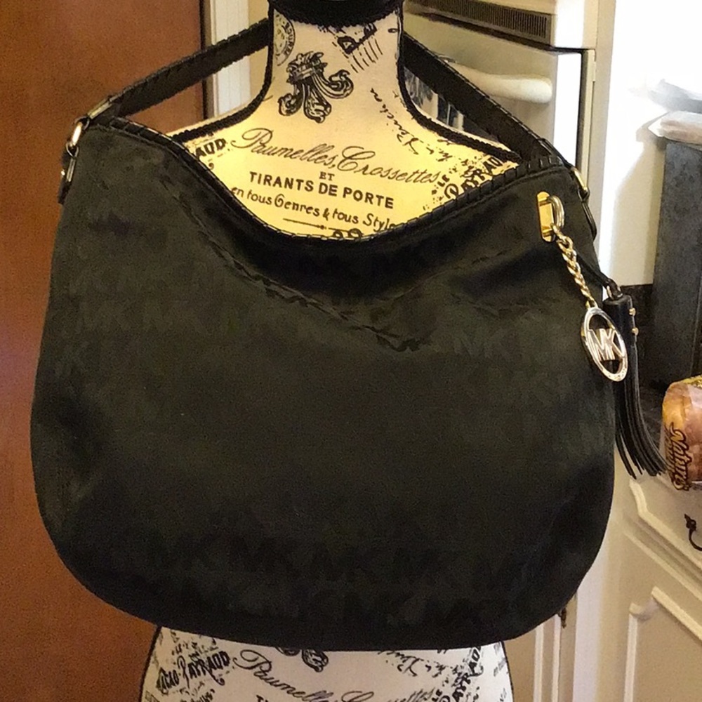 EUC Black Fabric and Leather Michael Kors Shoulder Bag Purse